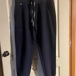Figs Women's Dark Blue Joggers Scrub Pants with Gray Drawstring